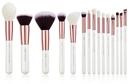 Jessup lot de 15 pinceaux maquillages professionnelle,set picneau maquillage de qualité pour fond de tient,poudre,lèvres, contours et ombres,visage et yeux pinceaux kit, blanc T220