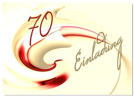 DigitalOase 10 Einladungskarten 70. Geburtstag MIT INNENTEXT Geburtstagskarten MENGE WÄHLBAR Klappkarten Kuverts Format DIN A6#MUSC (10)