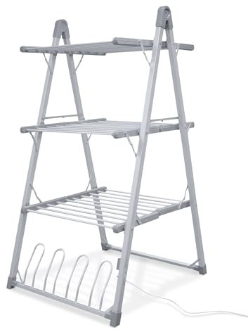 HomeRepublic Deluxe Maxi Plus Electric Air Dryer 3 Tier plus Shoes Rack Clothes Dryer Energy Saving Multi Purpose Clothes Rack Less Than 6p per Hour (3 Tier)