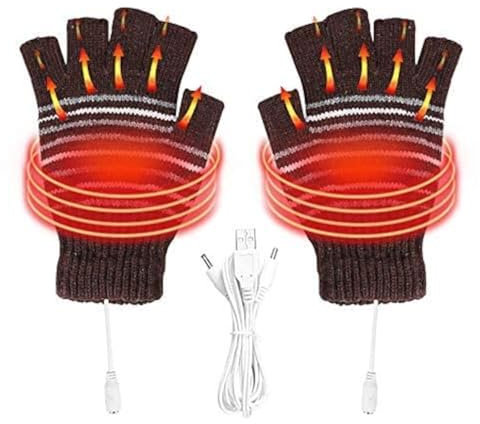 iwobi Unisex Damen & Herren USB Beheizte Handschuhe Fäustlinge Winter Hände Warm Handschuhe Stricken Laptop Handschuhe