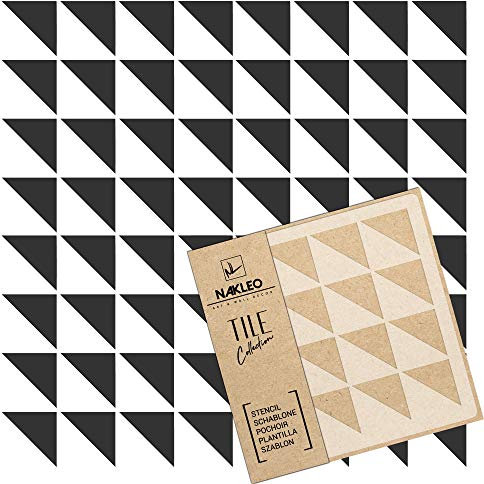 NAKLEO Fliesen Schablone zum Malen 20x20 cm, Lavos Geometrisches Dreieck Abstraktion, Kunststoff Wiederverwendbare Bodenschablone DIY, Holz Möbel Wand Dekoration - Terrakotta