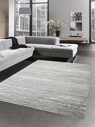 CARPETIA Teppich modern Wohnzimmerteppich Kurzflor Uni anthrazit grau meliert Größe 140x200 cm