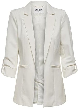 ONLY Damen Blazer ONLKayle Orleen Sakko mit Dreiviertel-Ärmeln 15218743 Cloud Dancer 38