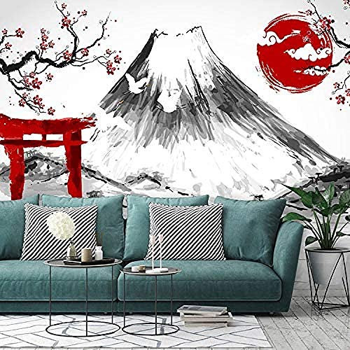 XiuTaiLtd Wallpaper 3D Ink Japan Cherry Blossom Fuji Mountain Wallpaper Hand Painted Japanese Restaurant Sushi Shop Mural Living Room Tv Wall Paper-300x210 CM