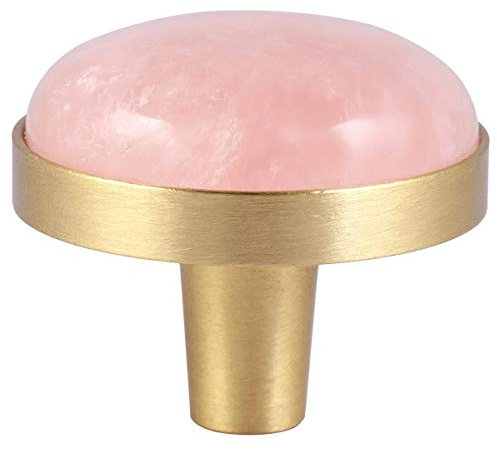 Nupuyai Set of 2 furniture knobs, crystal cabinet knobs, round drawer knobs, large handles, door handles for kitchen, rose quartz