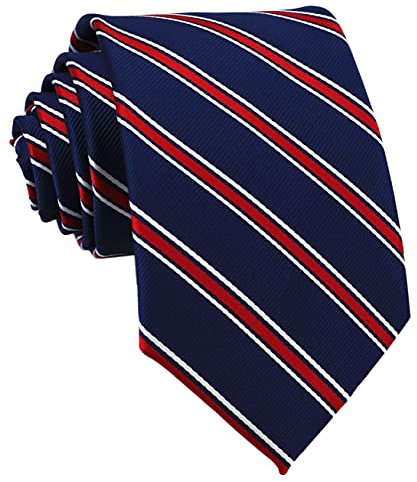 Rosiika Cravates à carreaux à rayures pour homme - Motif business formel - Pour fête de mariage, Bleu marine/rouge, taille unique