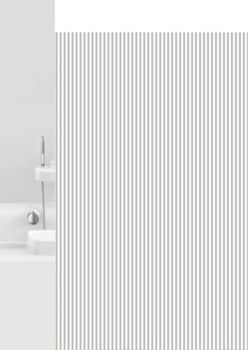 Grund Duschvorhang Anti-Schimmel, Wasserdicht Vorhang an Badewanne, 100% Textile, Vertical, Duschvorhang 80x200 cm, weiß-grau