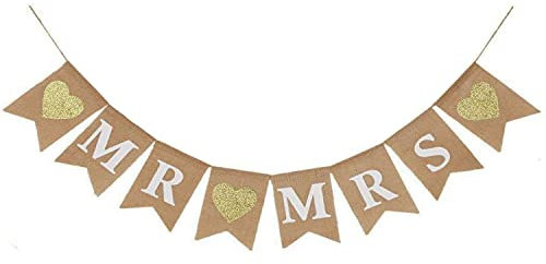 Shimmer Anna Shine Mr and Mrs Jute-Banner für Hochzeit Party Dekorationen