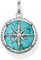 Thomas Sabo Herren Ketten Anhänger Kompass, mit Edelstein-Inlay aus imitiertem Türkis, 925er Sterlingsilber geschwärzt, Maße: 34 x 24 mm, PE833-878-17