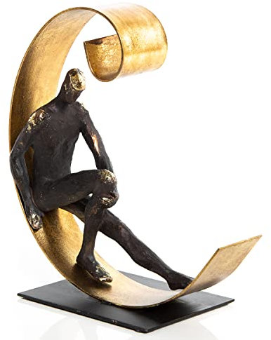 Logbuch-Verlag Denker Skulptur Mann Akt schwarz Gold Figur zum Hinstellen Geburtstag exklusiv edel 24 cm