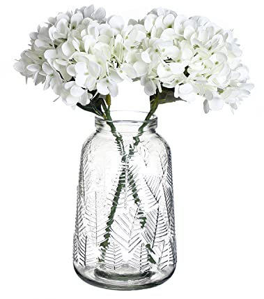 huaao Hortensie Künstlich Blumen 2 Stück Gefälschte Seidenblumen wie echte Blumensträuße Hortensienblüten Bouquet für Hochzeit Hotel Blumenarrangement Party Tisch Garten Home Decor, Creme