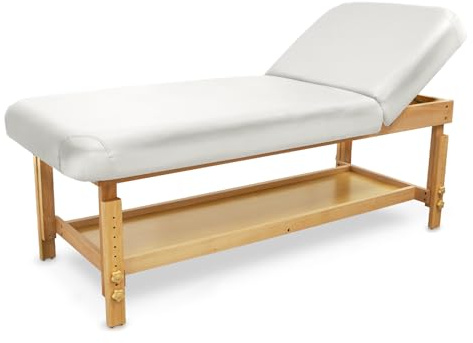 QUIRUMED Massageliege, aus Holz, SPA, mit Rückenlehne, weiße Farbe, Kunstleder, hochdichte Polsterung, höhenverstellbar