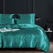 Gezu Sets de Housse de Couette 220x240cm Satin Vert Emeraude Unie Parure de Lit 2 Personnes Soie Lisse Soyeux Brillant Doux avec 2 Taies d'oreiller 65x65cm avec Fermeture Éclair