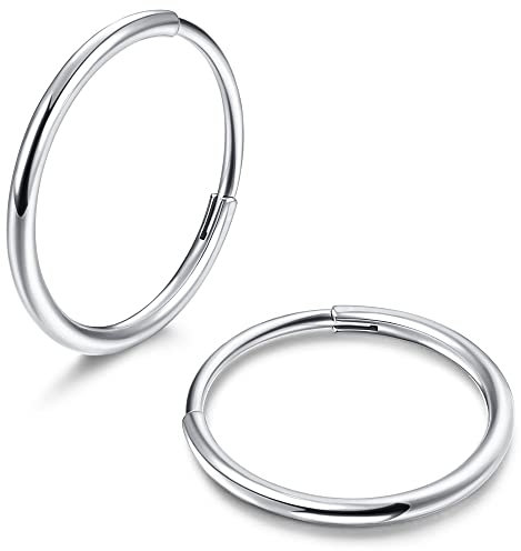 MILACOLATO G23 Titan Creolen für Damen Herren Hypoallergenes Kleine Creolen Silber Piercing Ohr Helix Piercings Knorpel Daith Tragus Septum Piercing Ring 10mm