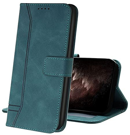 IMIRST Phone Case for Apple iPhone 13 Pro Case Leather Wallet Card Holder Book Flip Folio Stand View Cover Pouch for Apple iPhone 13 Pro HX3 Green