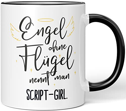 JUNIWORDS Tasse, Engel ohne Flügel nennt man Script-girl, Schwarz (5182460)