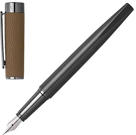 Hugo Boss Corium Füllfederhalter aus Polyurethan und Messing in der Farbe Camel, Länge: 14,2cm, Federstärke: M, HSU3892X