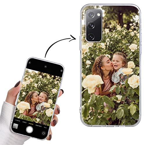 Yoedge Personalisierte Handyhülle für Samsung Galaxy S20 FE / S20 Lite Hülle Selbst Gestalten mit Eigenem Foto Bild Text Personalisiert Case Individuelle Geschenk Schutzhülle Transparent Cover 6,5