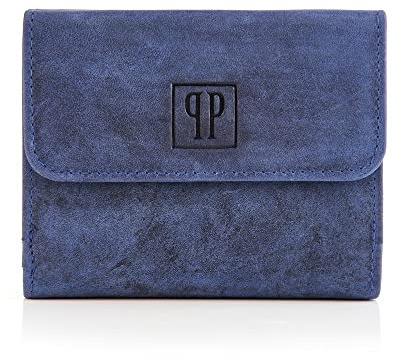 Geldbörse Damen Leder klein Vintage Paolo Peruzzi T-11 Marineblau
