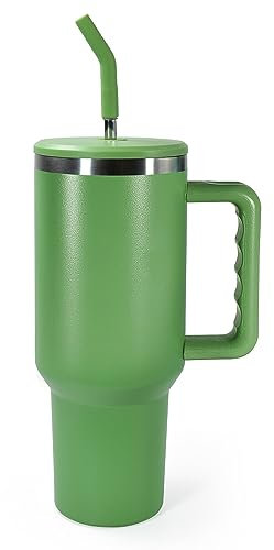 AGH life 1182ML 40OZ Mug Isotherme, Mug Thermos Café avec poignée et Paille, Voyage double isolée sous vide avec Couvercle, Inoxydable 304 Tasse à Café Travel Mug, Boissons Chaudes et Froides Sans BPA