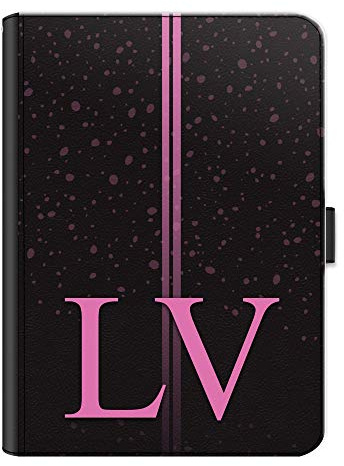 Personalised Initial Case For All Apple iPad Models 10, 9, 8, 7, 6, Air 11, Pro 12.9,13 inch, Mini, Grey White Marble Gold Colour Paper Planes Diamonds Name, 360 Swivel PU Leather Flip Folio Cover