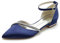 LRMYMHY Women's Satin Closed Toe Wedding Flats Ankle Strap Bridal Shoes Formal Prom Party Dress Pumps Ballet Flats with Rhinestone,Navy,5 UK