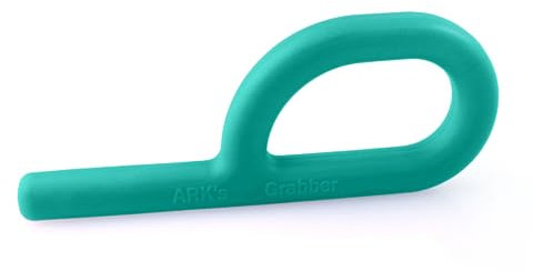 ARK® Grabber Standard in glatt oder texturiert mit einfacher Handhabung für Kinder durch Schlaufenform inkl. ATC Pflegeanleitung - Kiefermotorik, Beißblock, Kauen, Zahnen (glatt, mittel - türkis)