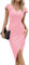 Missufe Robe de Cocktail pour Femme - Robe midi élégante - Robe Moulante, Rose, L