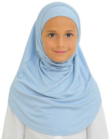 Prien Hijab Für Kinder, Türkisch Kopftuch Mädchen, Muslim Damen Schal, Viszid Tuch, Islam Kopftücher, Muslimische Frauen Khimar Abaya, Easy Kleidung, Tesettür Giyim (Blau)