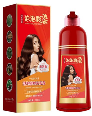 Bubble Tinte natural para el cabello, tinte de burbujas para el cabello, 500 ml, champú de color duradero, champú instantáneo de burbujas, champú natural para teñir el cabello, champú de espuma de