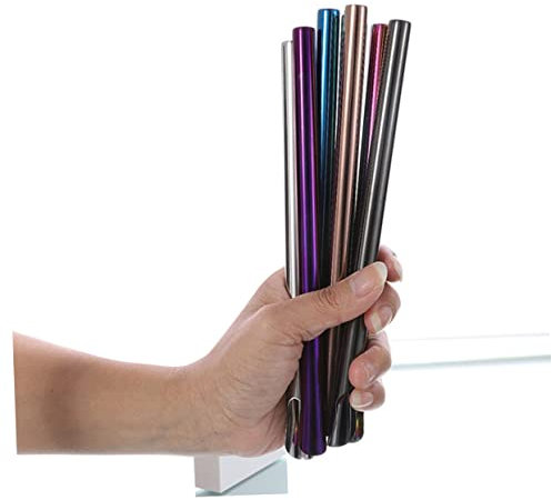 HOMSFOU 4 Piezas vasos para pajitas gigantes para batidos agitadores de cafe pajitas de metal vaso de café agitador de de acero inoxidable Té con leche de mezclador