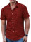 COOFANDY Men's Casual Short Sleeve Checked Shirts Plaid Button Down Cotton Summer Shirt Red Black XXL