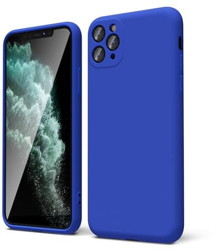oakxco for iPhone 11 Pro Max Phone Case Liquid Silicone, Thin Slim Soft Rubber Gel TPU Plain Simple Cover for Women Girl Cute, Matte Solid Color, Royal Blue