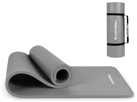 MSPORTS Gymnastikmatte Premium inkl. Tragegurt + Übungsposter + Workout App I Hautfreundliche Fitnessmatte 190 x 60 x 1,0 cm - Anthrazit - Phthalatfreie Yogamatte