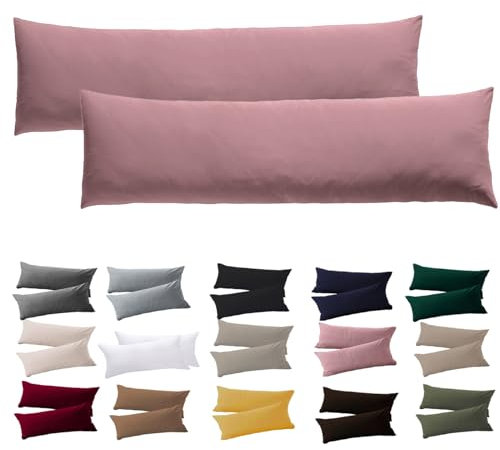 Soifox Seitenschläferkissen Bezug 40 x 145-2er Set Rosa Kissenbezug mit Reißverschluss 100% Mikrofaser Resistent und Hypoallergen Kissenbezüge für Seitenschläferkissen
