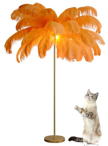 Ostrich Feather Floor LampOstrich Feather Floor Lamp, Simple Modern Feather Lamps Standing Lighting, LED Lighting, Modern Art Style Feather Lamp,Tripod Floor Lamp for Bedrooms/Living Room/Dining Roo
