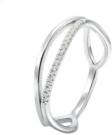 Stfery Weißgold 750 Ring Ring für Frauen 0.057ct Rund Diamant Verlobungsringe Damen