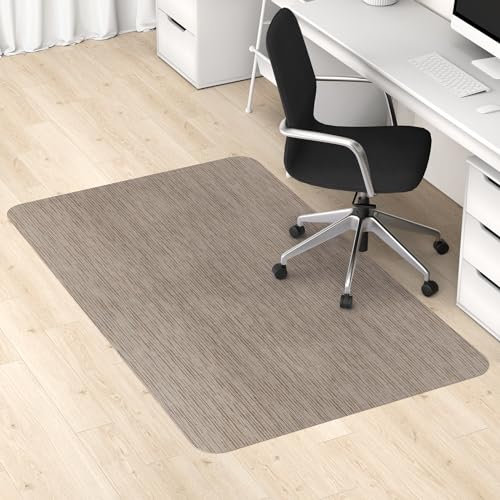 Blvornl Office Chair Mat for Hardwood Floor, 90*122cm Desk Chair Mat for Hard Wood and Tile Floor, Large Anti-Slip Hard Floor Protector Rolling Chair Mat, PVC Mat Desk Rug for Office Home, Dark Brown