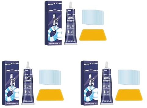 Pool Aufblasbares 50ML Reparaturset mit 5 Patch, Transparent Luftmatratze Reparaturset, Pool Flickzeug für PVC/PU Aufblasbare Kajaks, Kanus, Oberirdische Schwimmbäder (50ML,3 Pack)