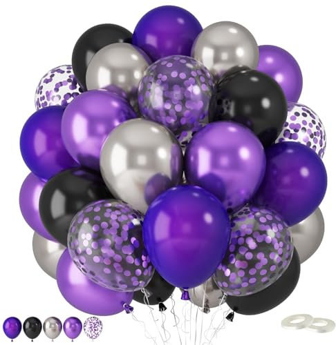 Palloncini Viola,60 Pezzi Da 12 Pollici Palloncini Viola E Neri Palloncini Viola Metallizzati Argento Metallizzato Nero Opaco Palloncini Viola Nero Opaco Palloncini Per Decorazioni Di Compleanno