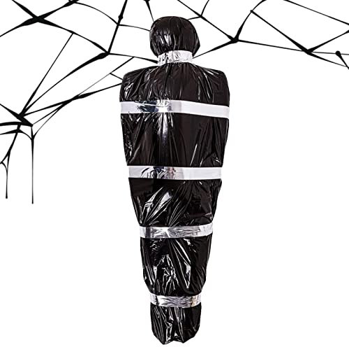 Accessoire de sac mort, décorations d'Halloween, faux cadavre, victimes mortes | dans un sac, accessoires de corps mort à suspendre aux arbres, faux cadavre effrayant pour décoration extérieure pour