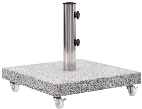 Bulliing Socle de Parasol Granite 30 kg Carré Gris,Pied De Parasol,Pied De Parasol Lourd,Pied De Parasol sur roulettes