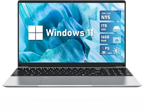 FUNYET Laptop, portatile da 16 pollici,RAM 16GB + SSD 1TB, processore N95,risoluzione FHD 1920x1200,batteria da 6000mAh, sblocco con impronte digitali, tastiera notebook retroilluminata,BT5.0,USB3.0