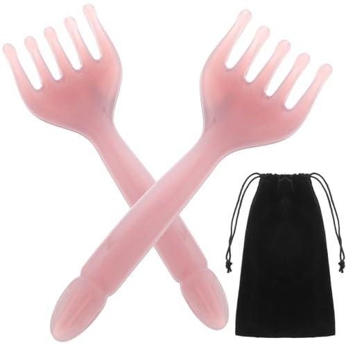 Pack of 2 Massage Combs, Head Scalp Massager, Resin Head Massage Tools, Scalp Stress, Relax, Manual Relaxation Tool, Head Spa Massager for Hair Growth (Light Brown)