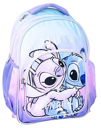 Disney Stitch y Angel Mochila para Niña, Bolsa de Equipaje, Mochila de Viaje, Bolso Escolar Infantil, Mochila Stitch y Angel Regalo para Niñas y Adolescentes
