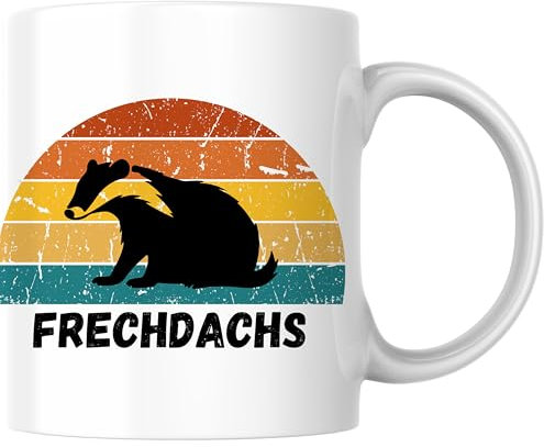 Frechdachs Dachs Retro Spruch Humor Kaffee Tasse Geschenk (Weiß)