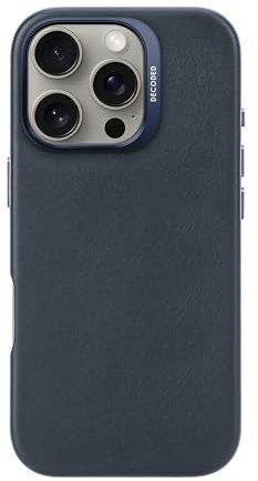 Decoded Lederhülle für iPhone 16 Pro, MagSafe-kompatible Hülle, Aus Hochwertigem ECCO-Leder, Hervorragender Fall- und Aufprallschutz, Kratzfeste Handyhülle, Metalltasten, Blau