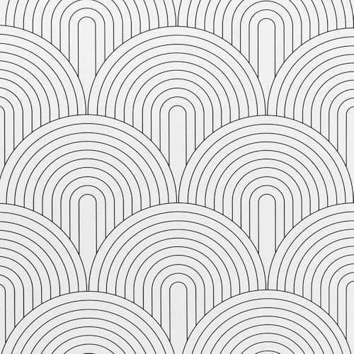 Arthome Klebefolie Abziehen und Aufkleben Tapete,Modernes Geometrisches Selbstklebende Wasserdichte Abnehmbare Klebefolie Dekorative Vinyl Folie für Möbel,Badezimmer,Schwarz Weiß Fächer,44cmx10m