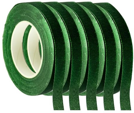 AMANDELIZABE 5 Rollos Floristería Cinta Verde, Autoadhesiva, Cintas Floratape para Ramo de flores, Embalaje de flores Tallo, DIY Fabricación Artesanal, Guirnalda, Boda