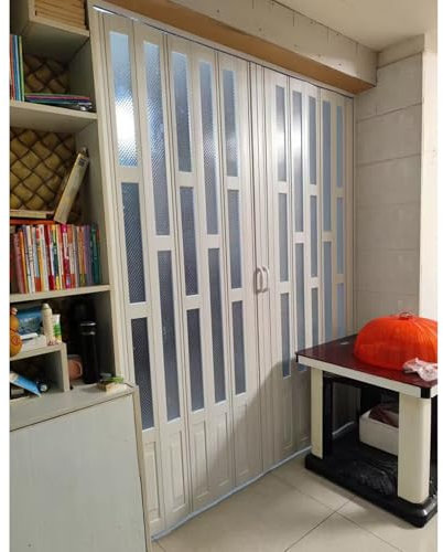 Porte a libro Porte scorrevoli a fisarmonica con maniglie/ vetro/ viti, Porta divisoria per cucina, camera da letto, soggiorno, Porte bifold in PVC personalizzabili per la privacy(80x200cm/1.5x78.7in)